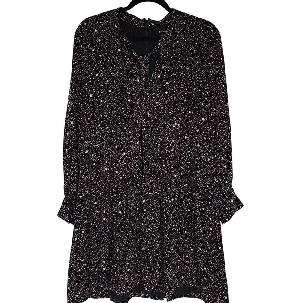 Madewell Balsam Silk Tie-Neck Dress in Starry Night Mediterranean, 12